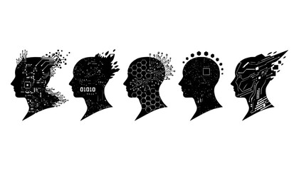 Human Brain AI Integration Silhouette