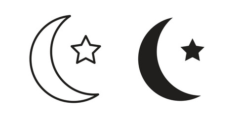 Obraz premium Moon and star icons in trendy flat style. symbol for your web site design, app, UI Vector EPS 10.