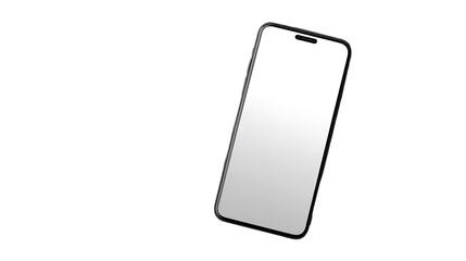 Black smartphone mockup with blank Silver screen, Cutout on White background display