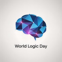Celebrate world logic day with a stylized geometric brain illustration