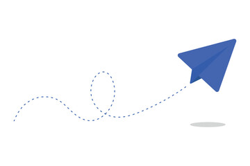 Paper Airplane Send With Dotted Lines Flat Style