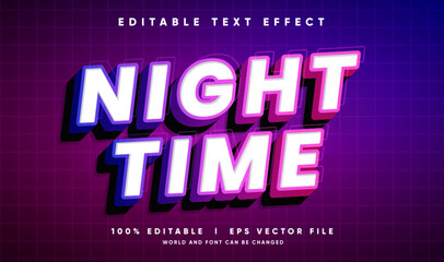 night time vector text effect with modern style