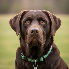 Chocolate Labrador Retriever Portrait - A Focused Canine.
