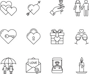 Valentine's day icons collection illustration