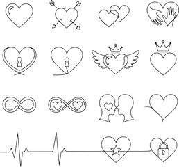 Valentine's day icons collection illustration