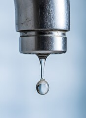 A drop of water falling from the old tap
