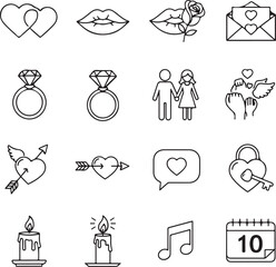 Valentine's day icons collection illustration