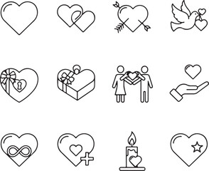 Valentine's day icons collection illustration