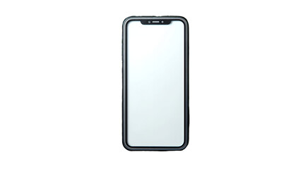 Smartphone with black frame and white screen display against cutout background, isolated