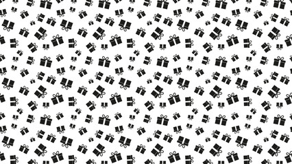 Black gift boxes falling on white background for festive designs