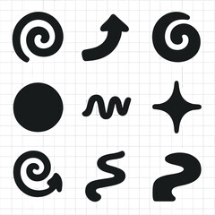 Abstract geometric symbols on grid background for modern design elements