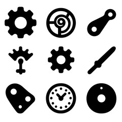 Abstract gear icons on gradient background highlighting clock and spiral