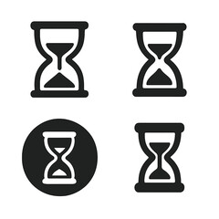 Dark hourglass icons set on a black background