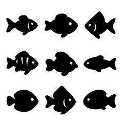 Collection of fish silhouettes with soft focus background