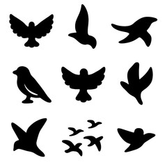 Bird silhouettes on gradient background: elegant avian shapes in flight