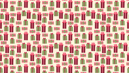 Vibrant Christmas gift wrapping paper with red and green presents