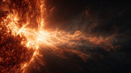 fiery solar flares erupting from the surface of a sun in deep space creating energy waves