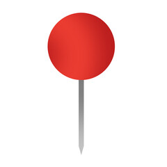 Red round push pin icon isolated on transparent background 