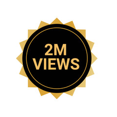 2 million views gold badge icon isolated on transparent background 