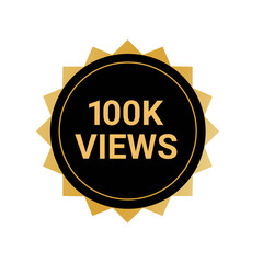 100k views gold badge icon isolated on transparent background 