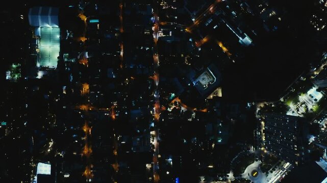 4K Drone Aerial of Ho Chi Minh City District 2 Thao Dien at night