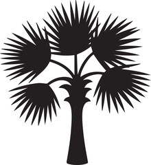 Detailed vector illustration of a fan palm with grayscale color scheme