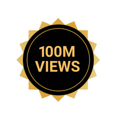 100 million views milestone achievement badge isolated on transparent background 