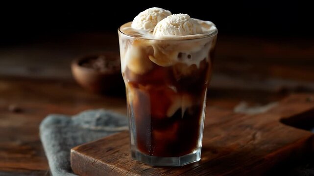 Refreshing Cold Brew Coffee with Vanilla Ice Cream Float.