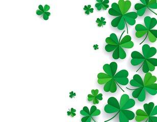 Green Shamrocks on White Background.