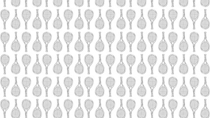 Tennis rackets in various styles and angles on white background