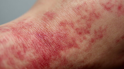 Fototapeta premium Detailed View of Inflamed Skin with Red Patches allergic