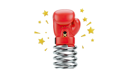 Boxing Glove on a Spring with Stars