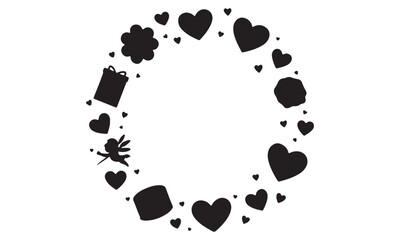 Valentine's Day Love Symbols Collection with Cupid, Hearts, and Roses