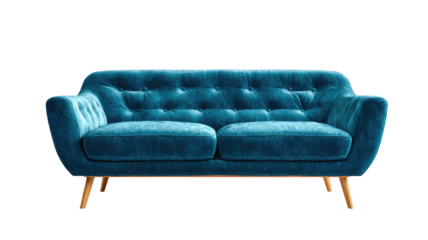 Luxury vintag leather sofa 3d object featuring comfortable cushions isolated on white background for interior room decor and home furniture design