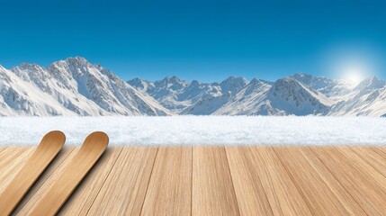 Winter sunshine sale on ski gear snowy mountain resort outdoor activity scenic view adventure enthusiasts