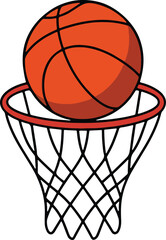 Basketball Shooting into Net - Competition & Team Sports Vector - basketball, hoop, net, ball, sport, game, rim, score, goal, vector, cartoon, illustration,  