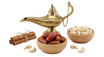 Magic Lamp with Dates, Cashews, and Cinnamon Sticks - Arabian Nights Theme