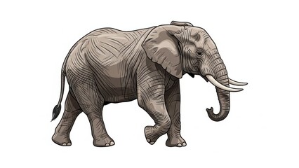 Fototapeta premium Illustration of a majestic African elephant walking.