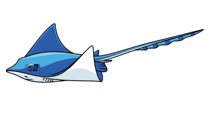 Illustration of a blue stingray on a white background.