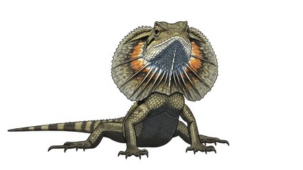 Illustration of a frilled-neck lizard with expanded frill.