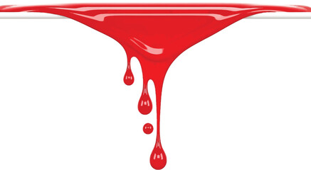 Red blood dripping effect on white background