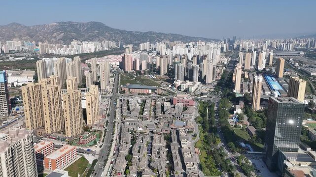 Lanzhou Aerial City View - Western China Urban Development Photography