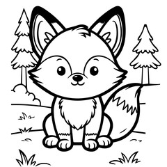 Obraz premium Baby Fox Coloring Page