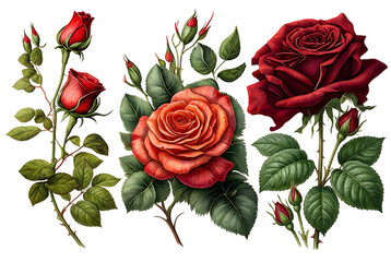 Assortment of Red and Orange Roses with Stems red rose