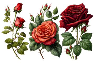 Assortment of Red and Orange Roses with Stems red rose