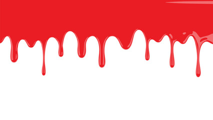 Red blood dripping effect on white background