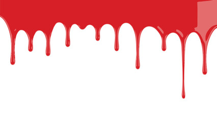 Red blood dripping effect on white background