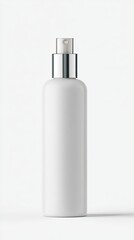White Blank Spray Bottle Mockup with Silver Pump