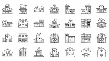 Collection of diverse building outlines in a grid format.
