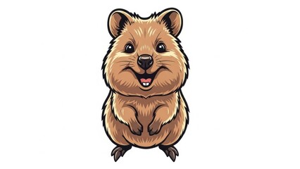 Cute cartoon quokka with a cheerful smile.